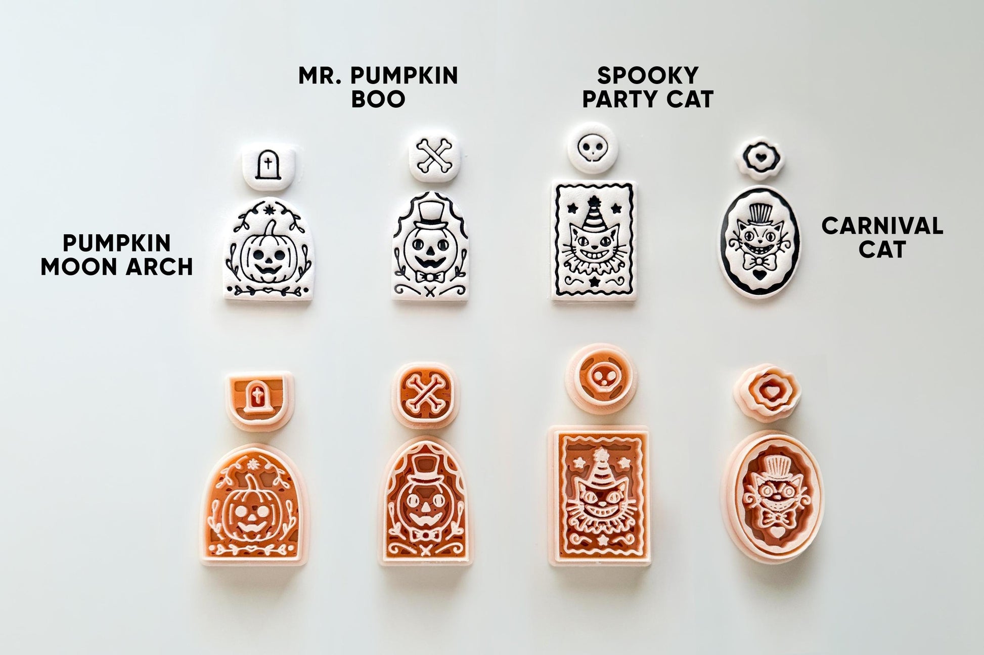 Spooky Carnival Set Cutter: Vintage Halloween Character Dangle Shapes for Polymer Clay