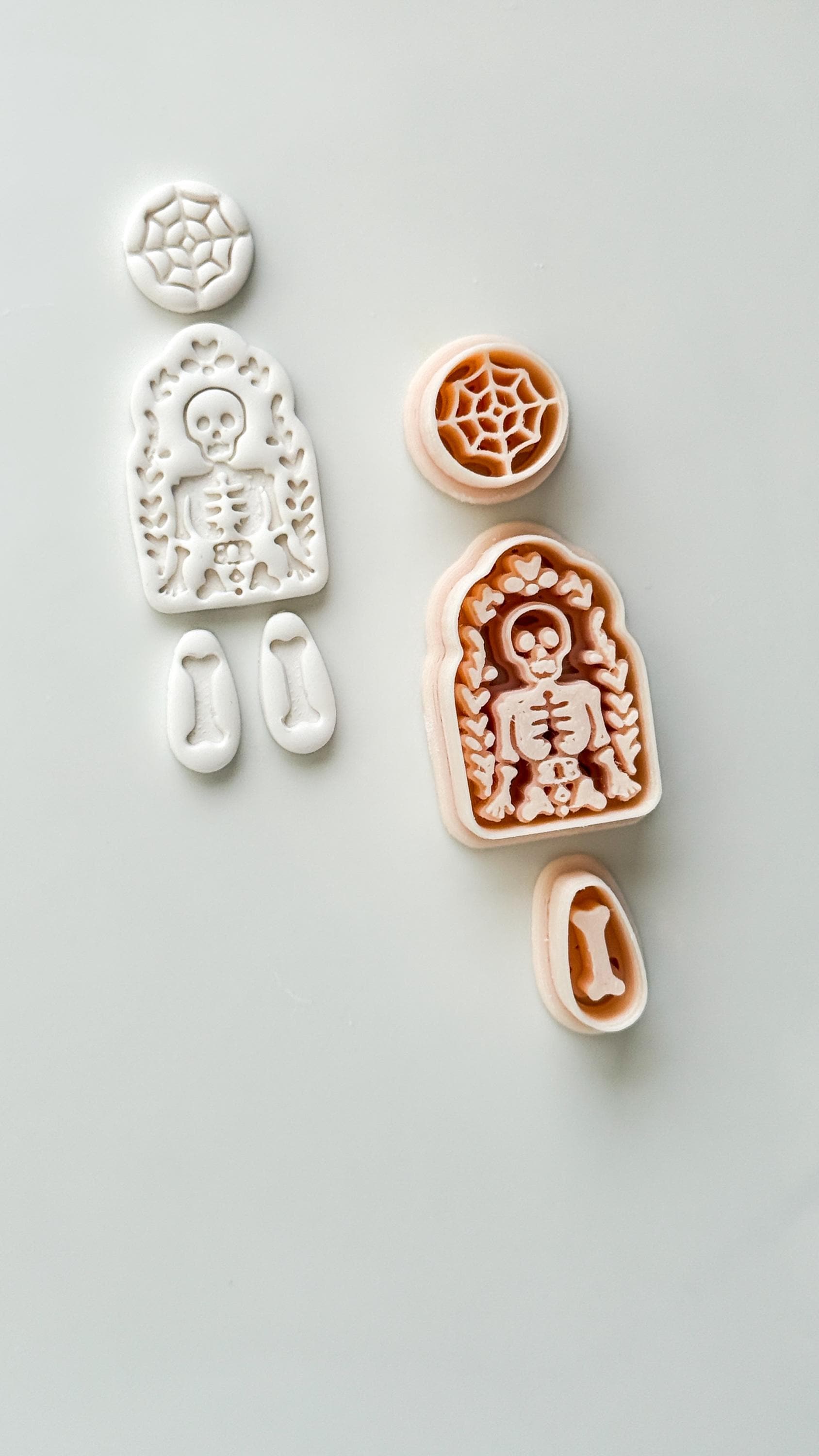 Folk Skeleton Cutter: Floral Skeleton Dangle Shape for Polymer Clay
