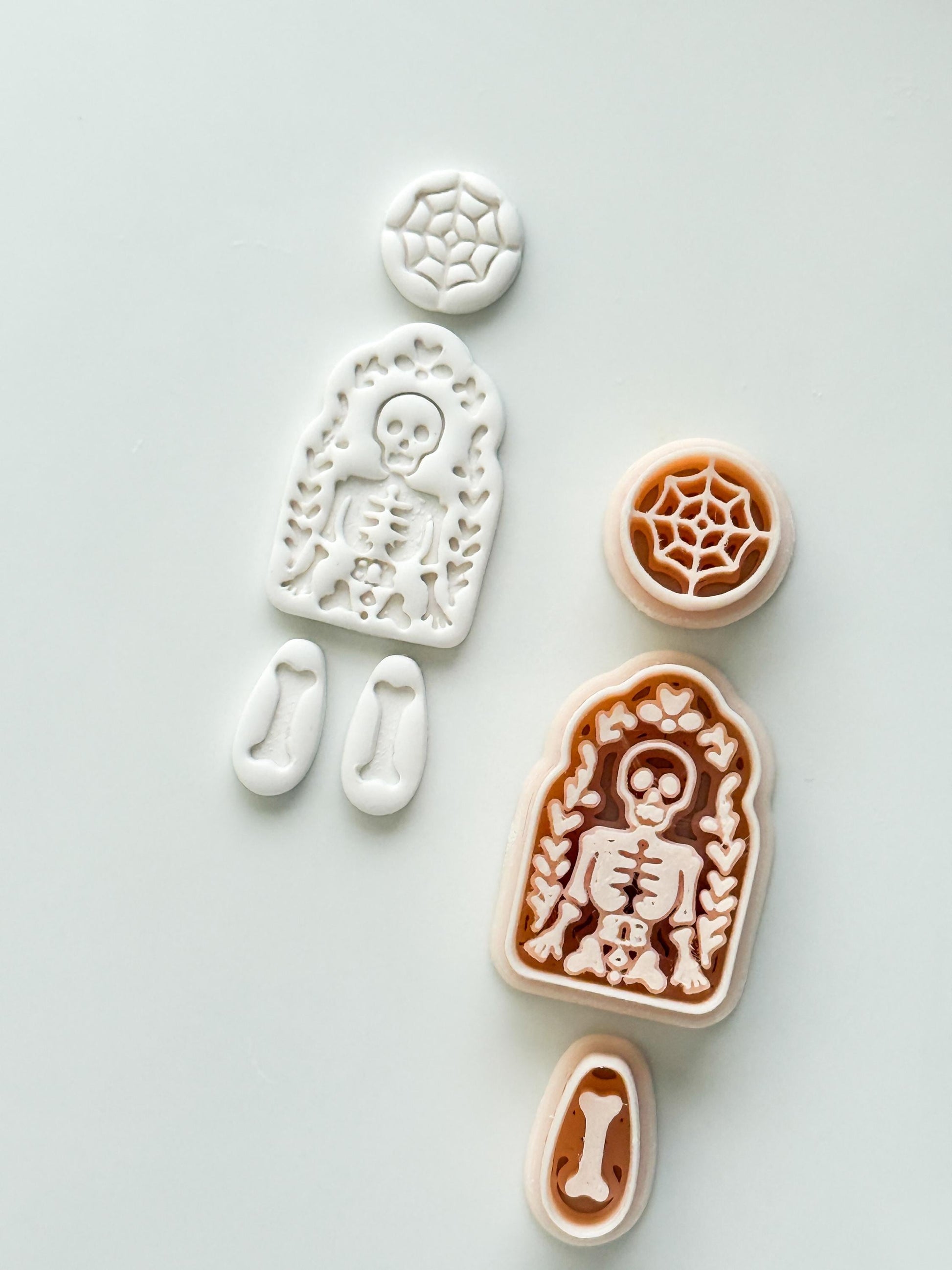 Folk Skeleton Cutter: Floral Skeleton Dangle Shape for Polymer Clay