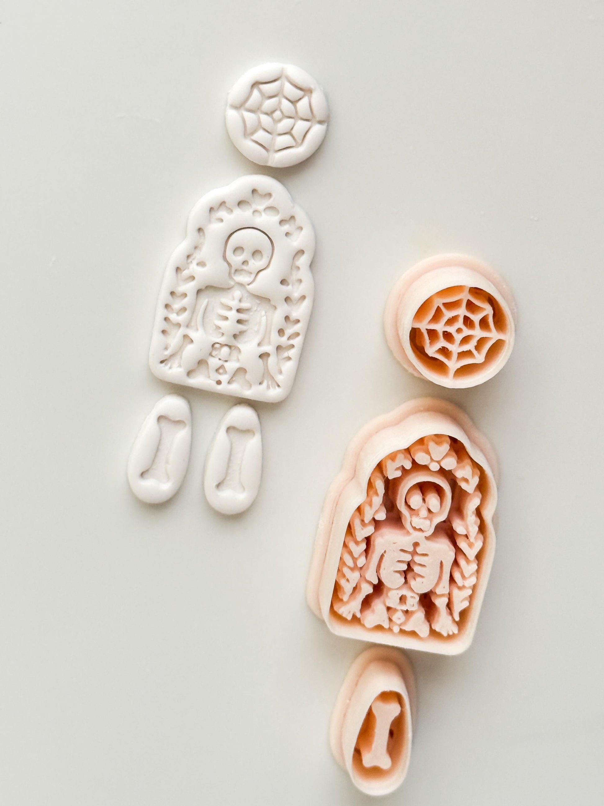 Folk Skeleton Cutter: Floral Skeleton Dangle Shape for Polymer Clay