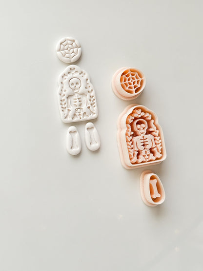 Folk Skeleton Cutter: Floral Skeleton Dangle Shape for Polymer Clay