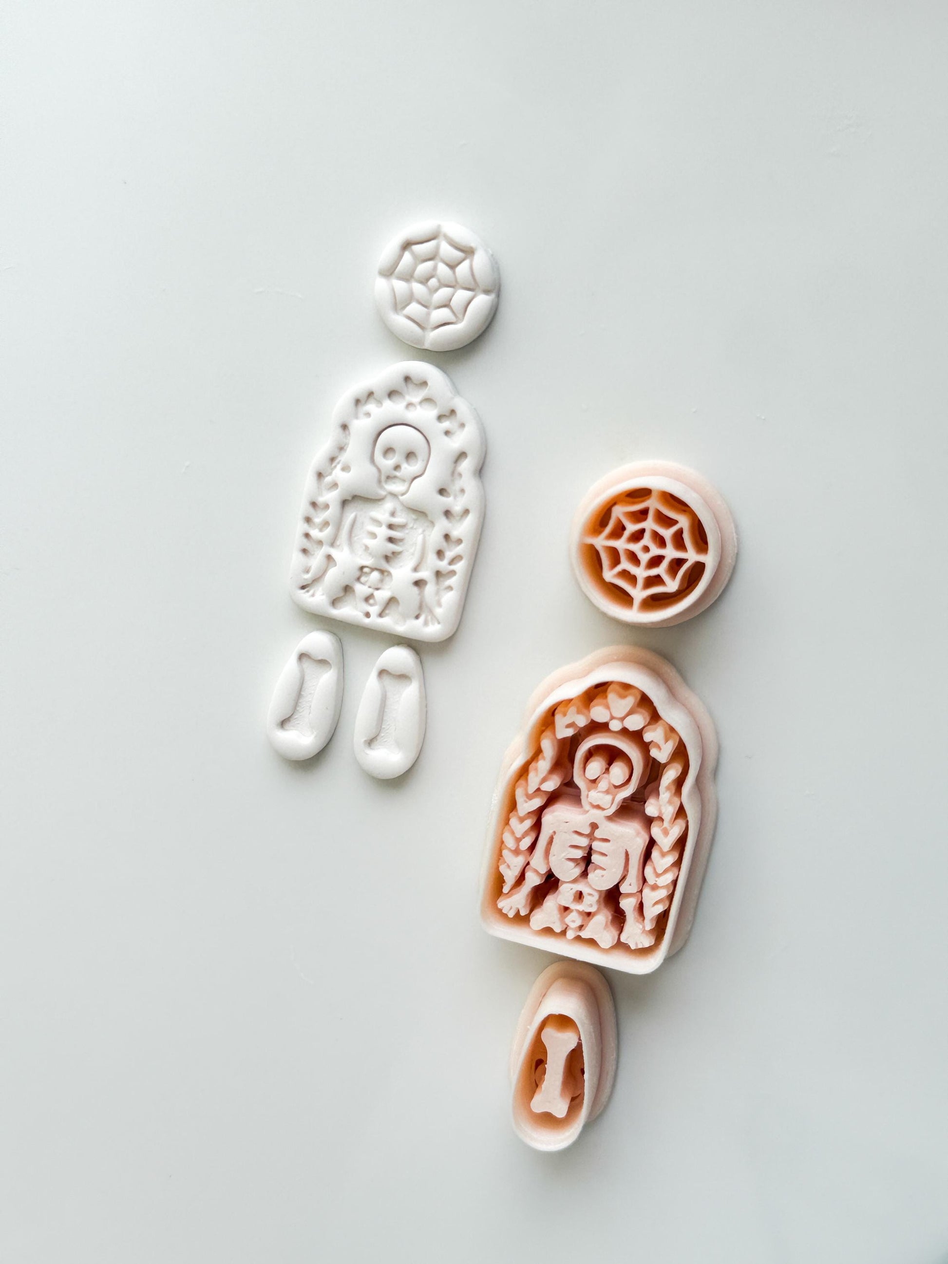 Folk Skeleton Cutter: Floral Skeleton Dangle Shape for Polymer Clay