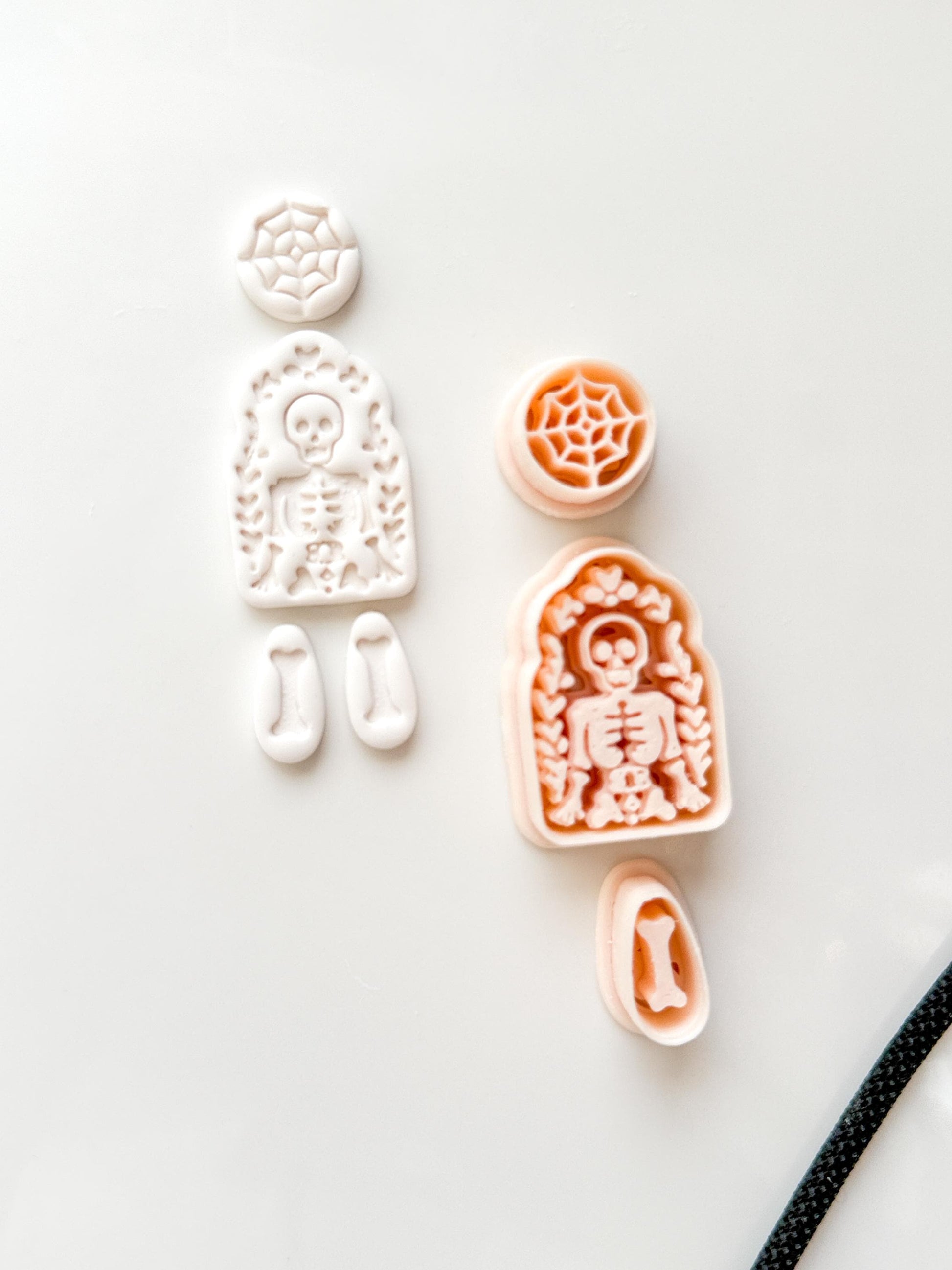 Folk Skeleton Cutter: Floral Skeleton Dangle Shape for Polymer Clay