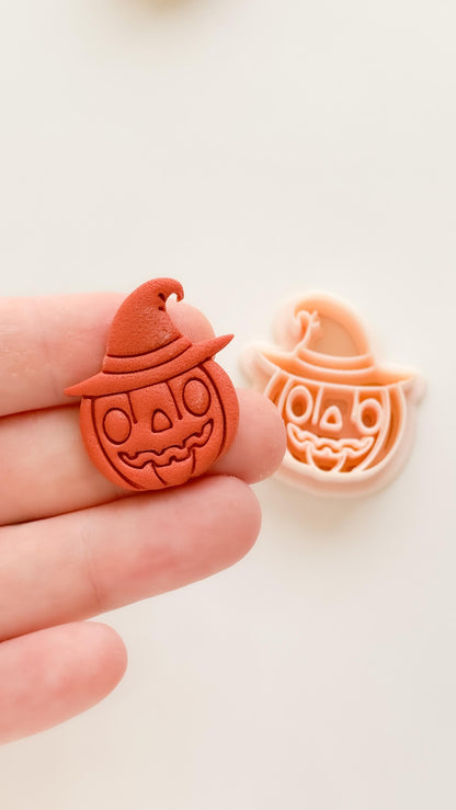 Witchy Jack Cutter: Pumpkin Wearing Hat Shape for Polymer Clay
