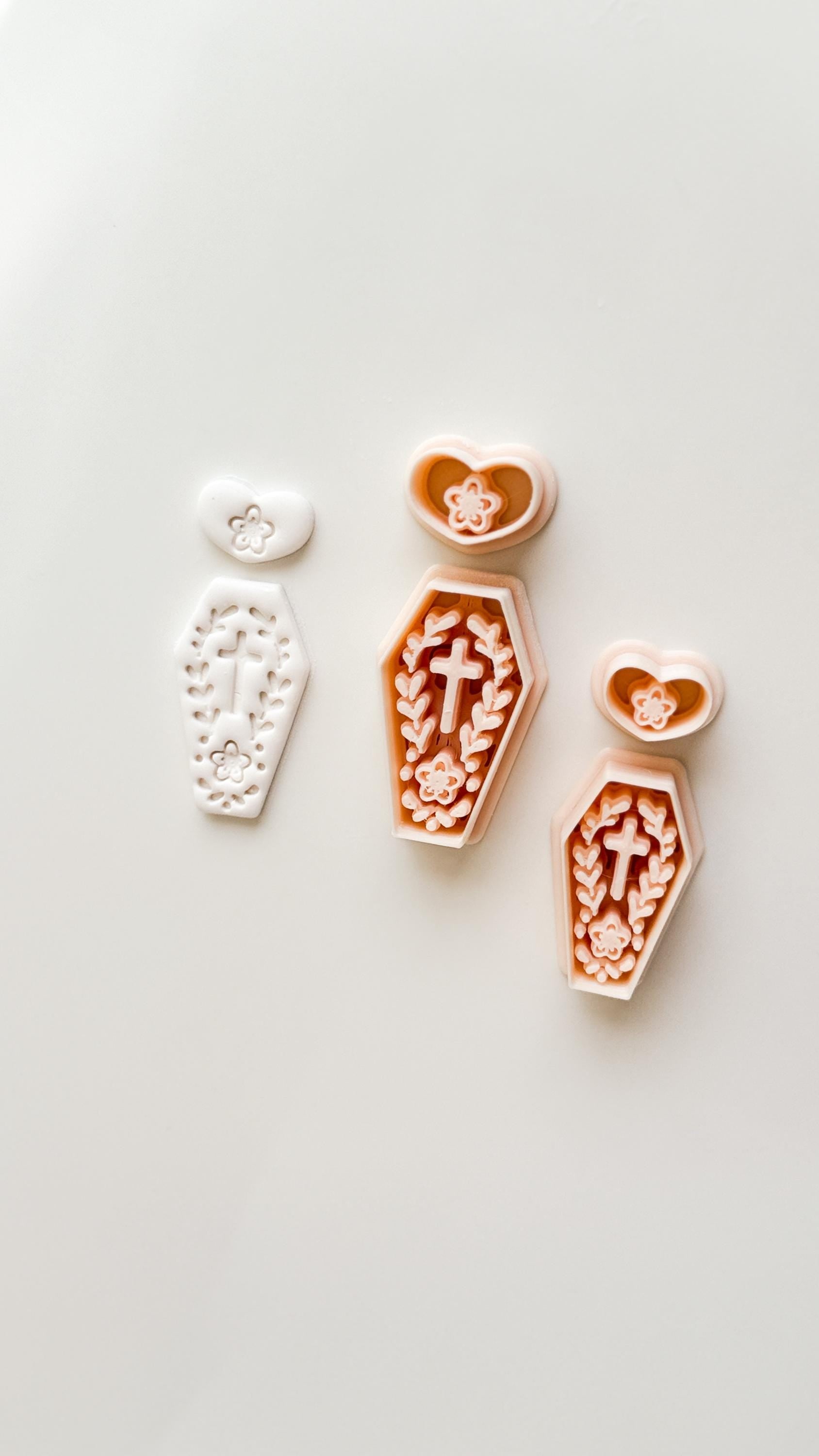 Folk Love Coffin Cutter: Floral Cross Dangle Shape for Polymer Clay