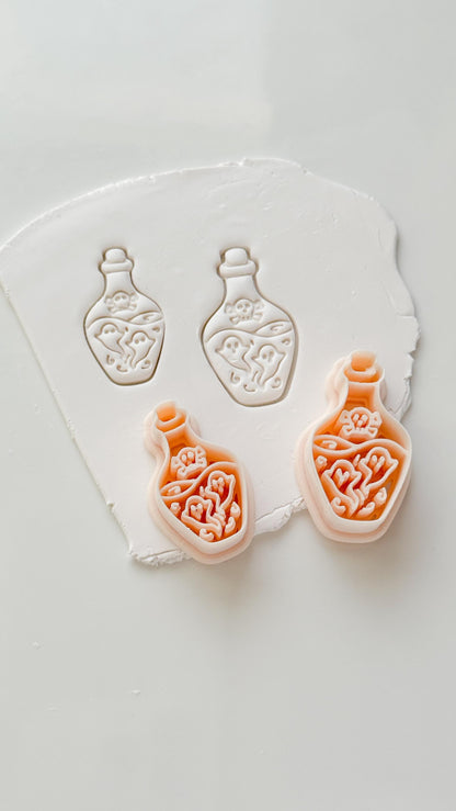 Ghost Potion Cutter: Haunted Elixir Bottle for Polymer Clay