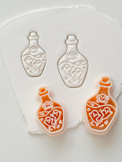 Ghost Potion Cutter: Haunted Elixir Bottle for Polymer Clay