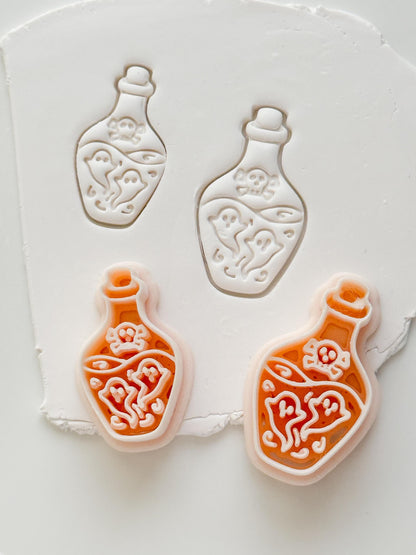 Ghost Potion Cutter: Haunted Elixir Bottle for Polymer Clay