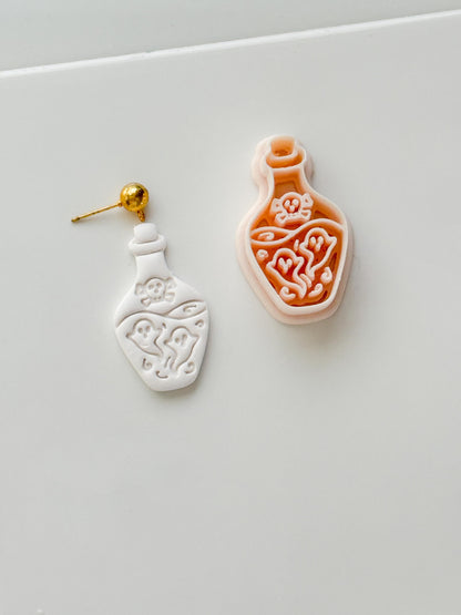 Ghost Potion Cutter: Haunted Elixir Bottle for Polymer Clay