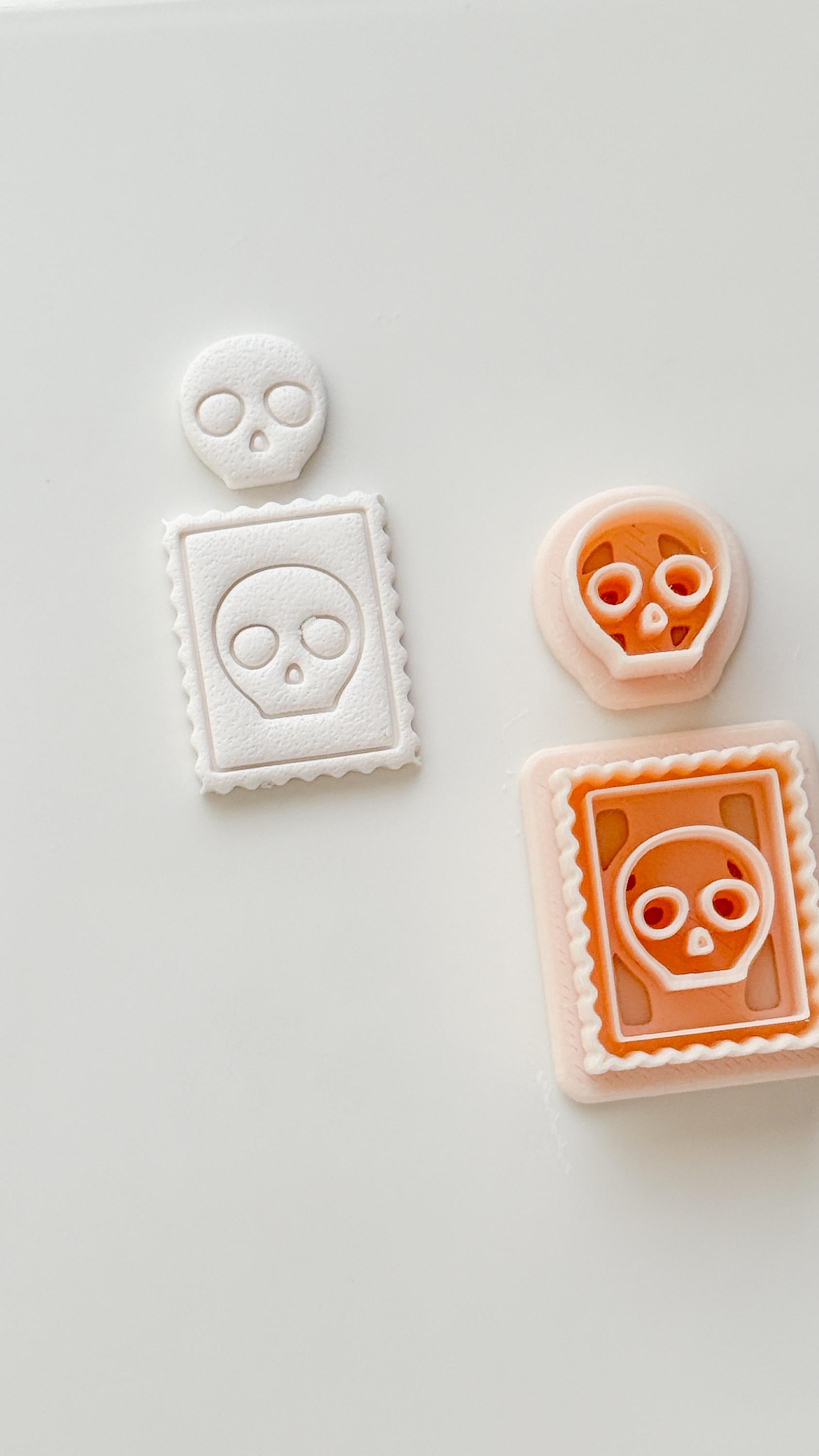 Skull Stamp Cutter: Framed Skull Impression Tool for Polymer Clay