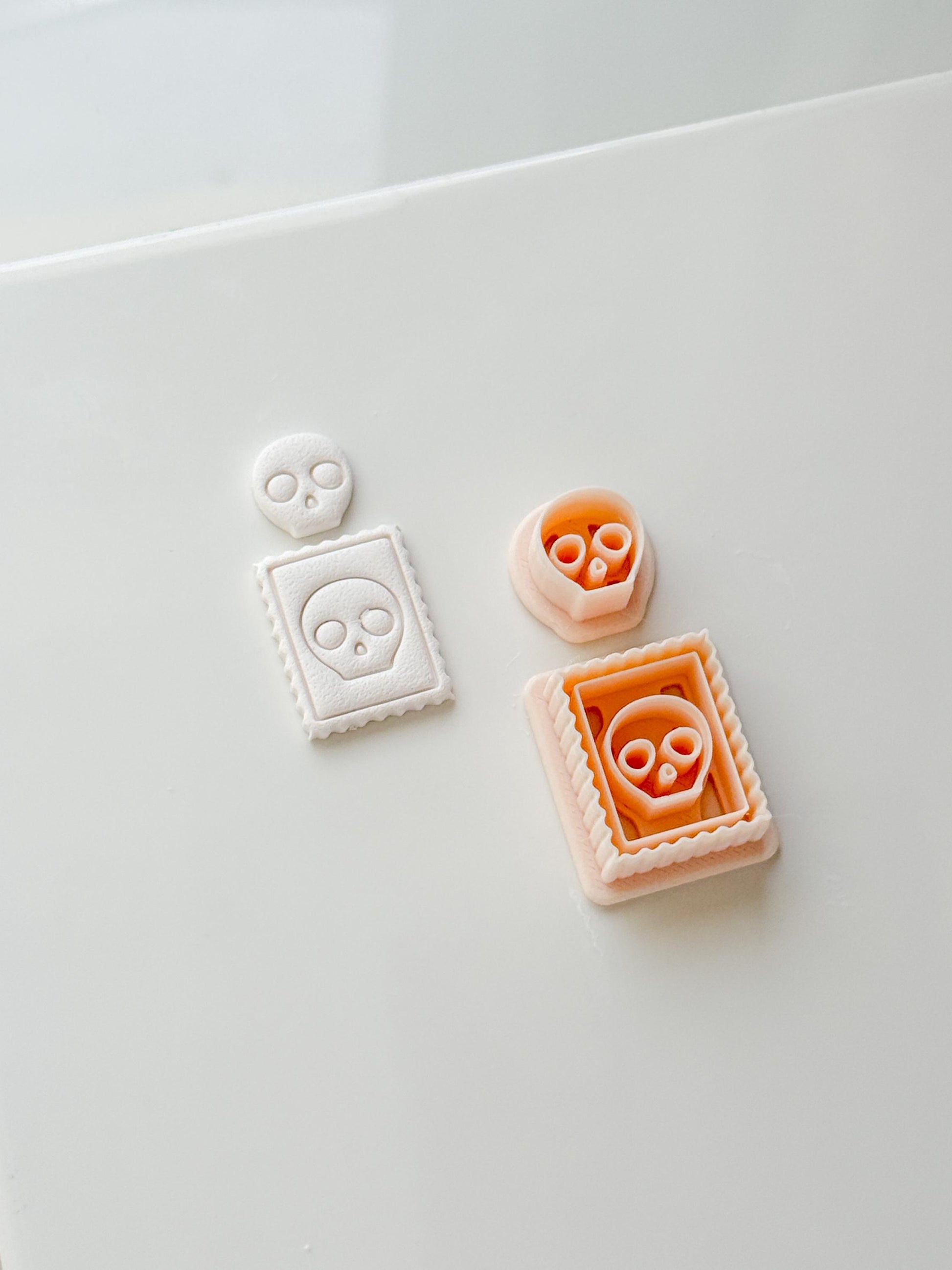 Skull Stamp Cutter: Framed Skull Impression Tool for Polymer Clay