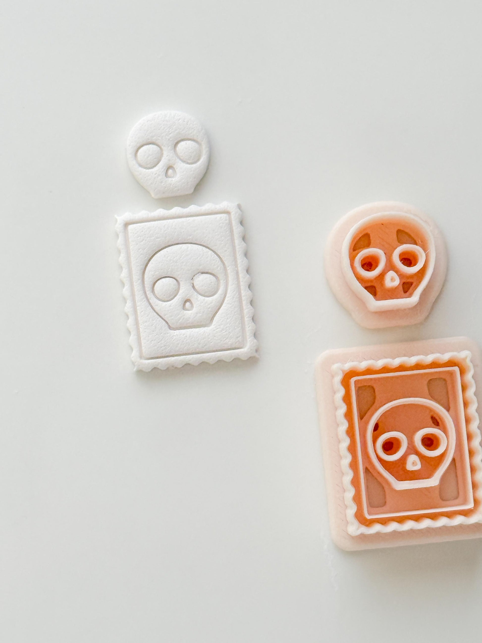 Skull Stamp Cutter: Framed Skull Impression Tool for Polymer Clay