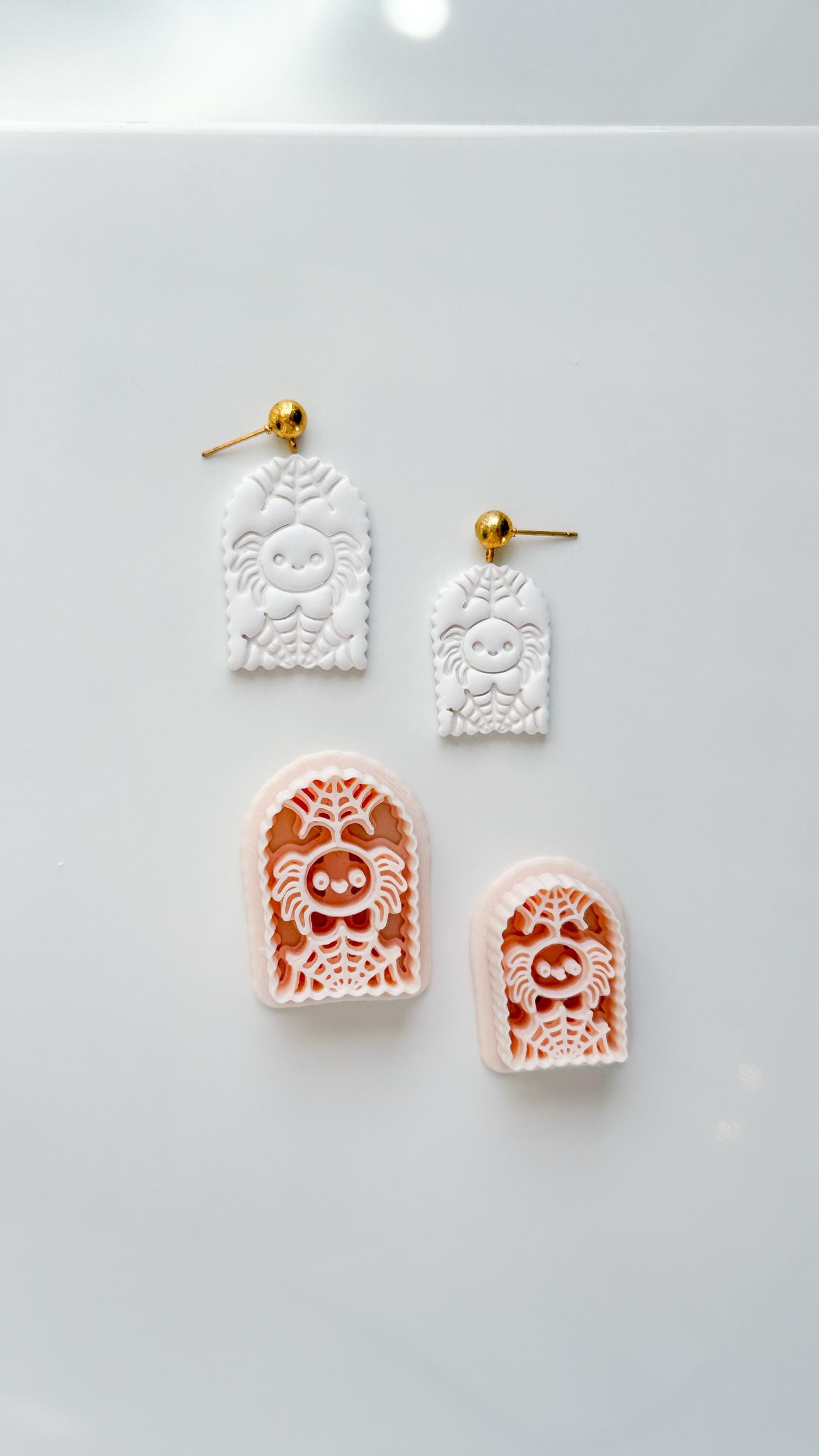 Skull Spider Cutter: Web Framed Arachnid Earring for Polymer Clay