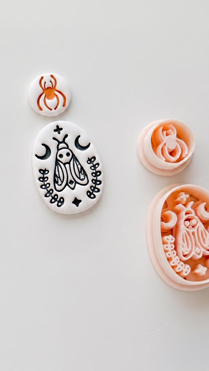 Little Web & Moon Moth Cutter: Celestial Moth Dangle for Polymer Clay