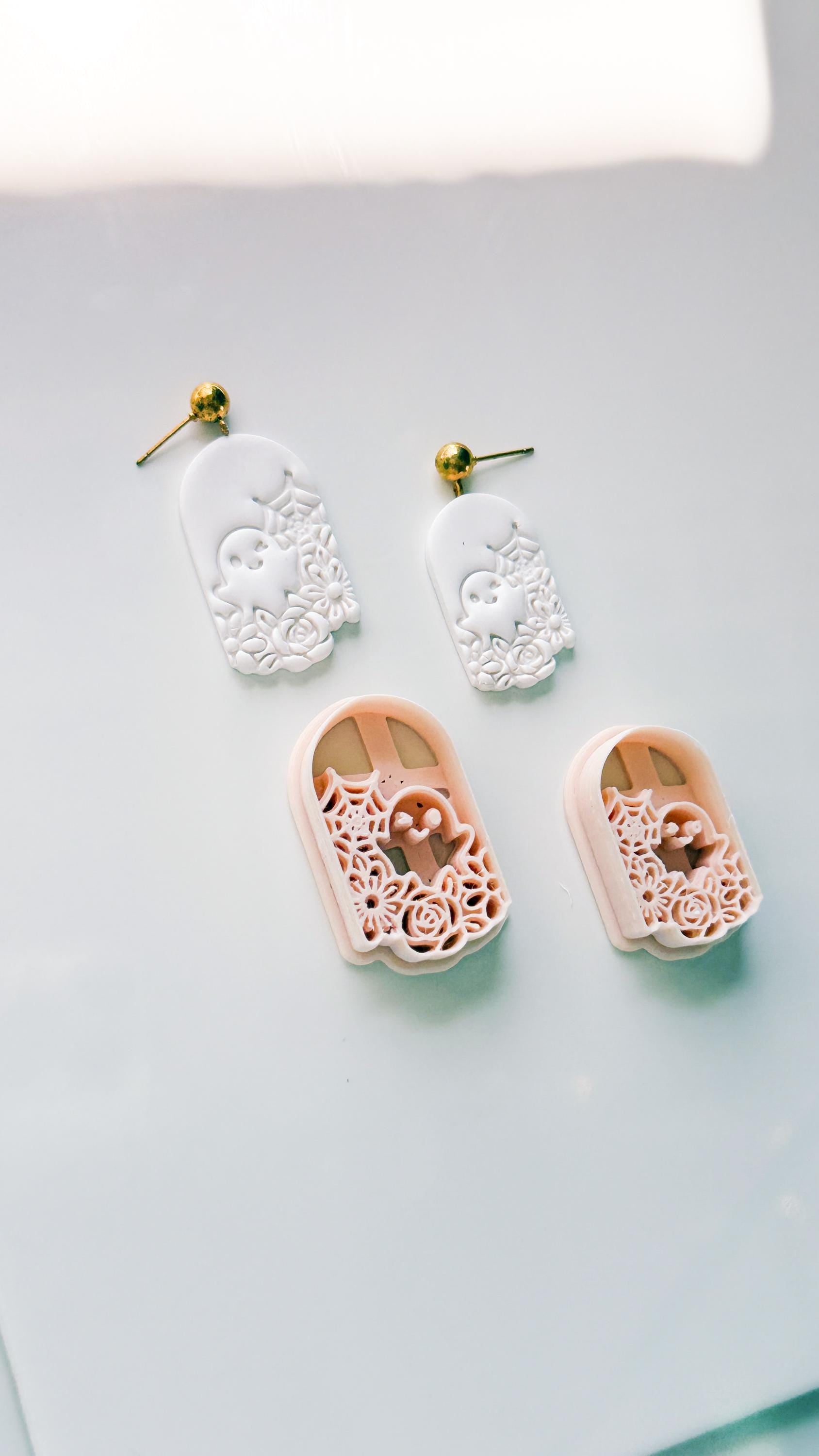Ghostie Bloom Cutter: Floral Ghost Window Dangle for Polymer Clay
