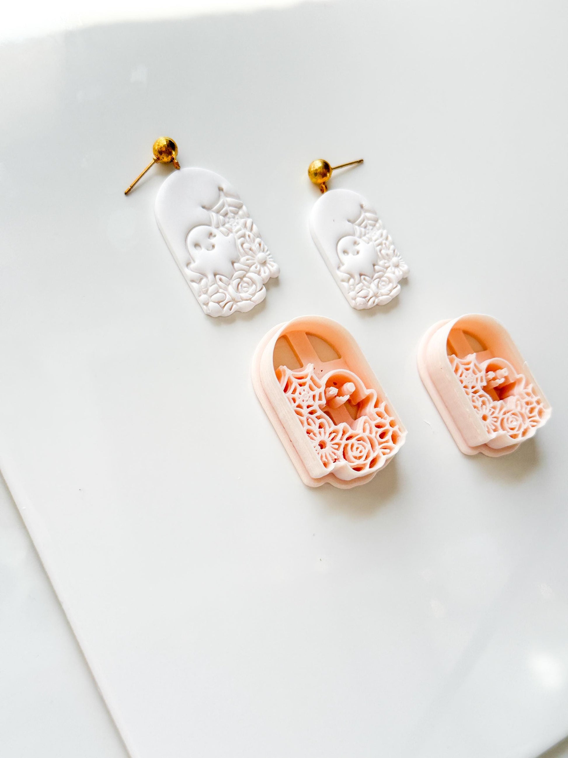 Ghostie Bloom Cutter: Floral Ghost Window Dangle for Polymer Clay