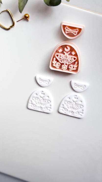Lunar Moth Skull Cutter: Celestial Moth Dangle for Polymer Clay