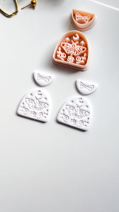 Lunar Moth Skull Cutter: Celestial Moth Dangle for Polymer Clay