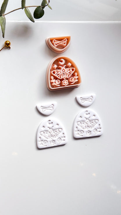 Lunar Moth Skull Cutter: Celestial Moth Dangle for Polymer Clay