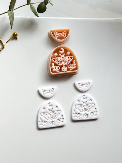 Lunar Moth Skull Cutter: Celestial Moth Dangle for Polymer Clay
