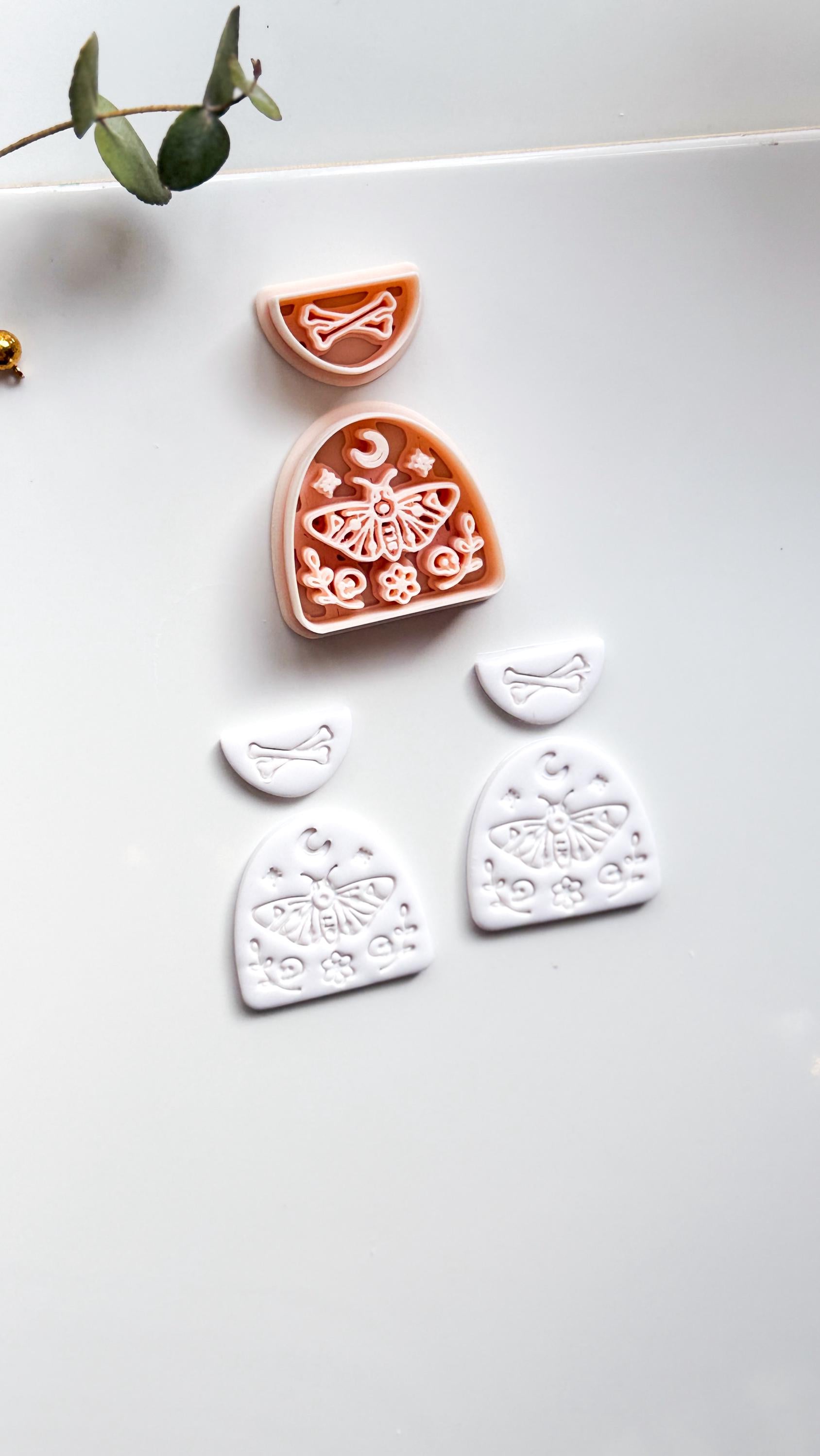 Lunar Moth Skull Cutter: Celestial Moth Dangle for Polymer Clay