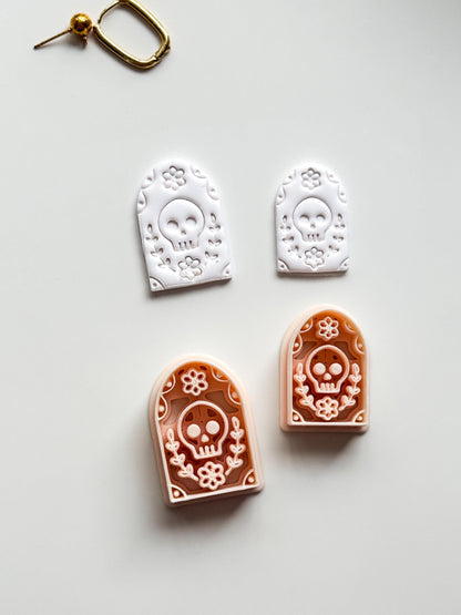 Skull Bloom Arch Cutter: Floral Sugar Skull Dangle for Polymer Clay