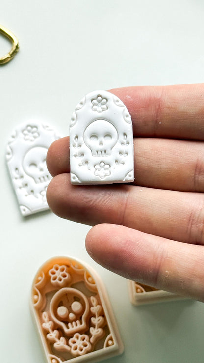 Skull Bloom Arch Cutter: Floral Sugar Skull Dangle for Polymer Clay