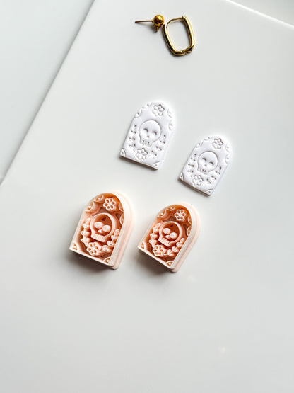 Skull Bloom Arch Cutter: Floral Sugar Skull Dangle for Polymer Clay