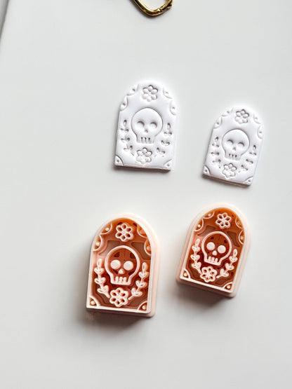 Skull Bloom Arch Cutter: Floral Sugar Skull Dangle for Polymer Clay