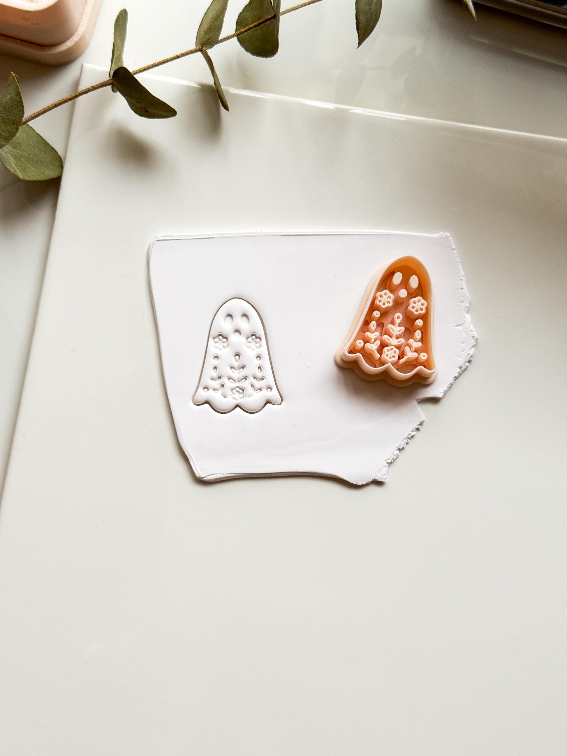 Cute Floral Ghost Cutter: Botanical Spirit Shape for Polymer Clay