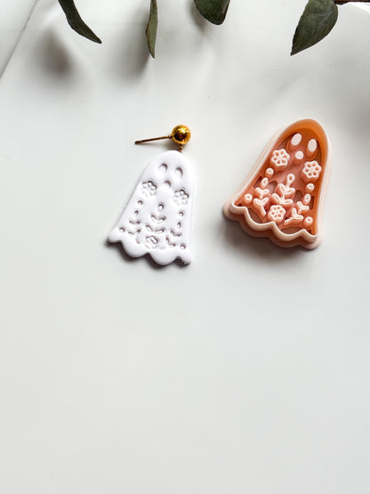 Cute Floral Ghost Cutter: Botanical Spirit Shape for Polymer Clay