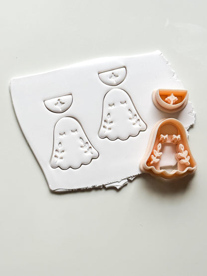 Botanical Boo Cutter: Floral Ghost Dangle for Polymer Clay