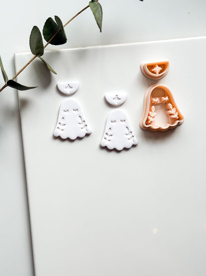 Botanical Boo Cutter: Floral Ghost Dangle for Polymer Clay