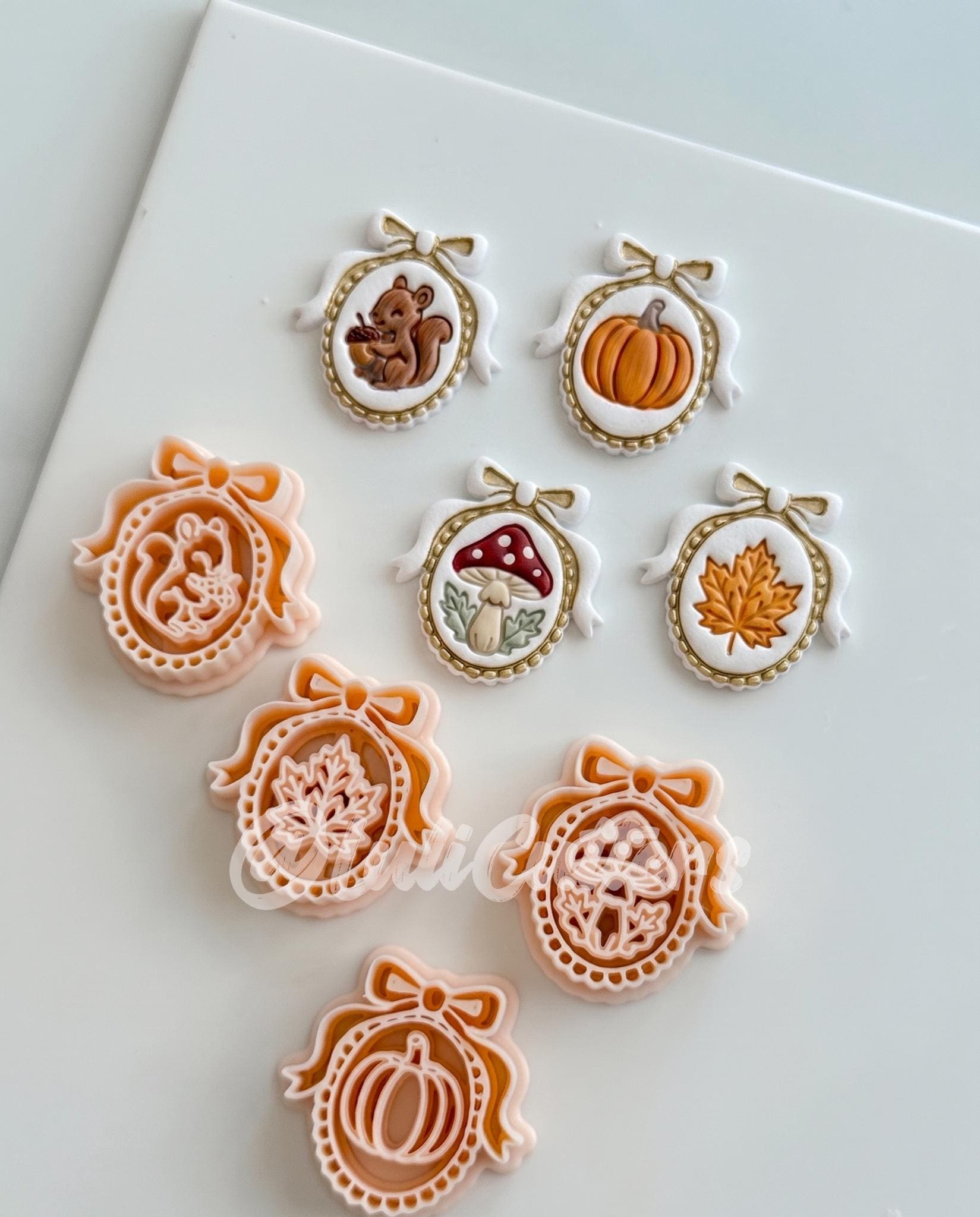 Autumn Bow Charms Cutter: Fall Cameo Earring Shapes for Polymer Clay