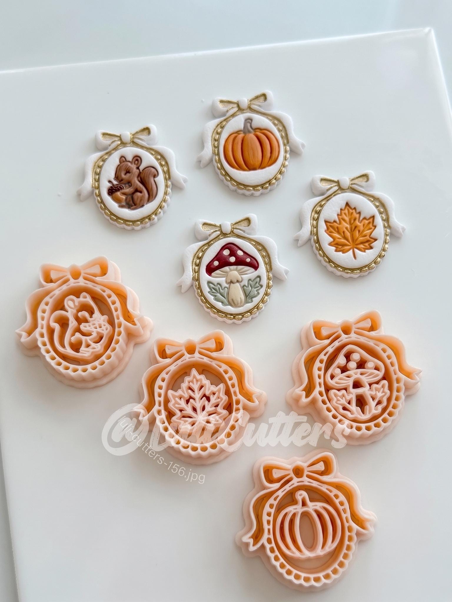 Autumn Bow Charms Cutter: Fall Cameo Earring Shapes for Polymer Clay