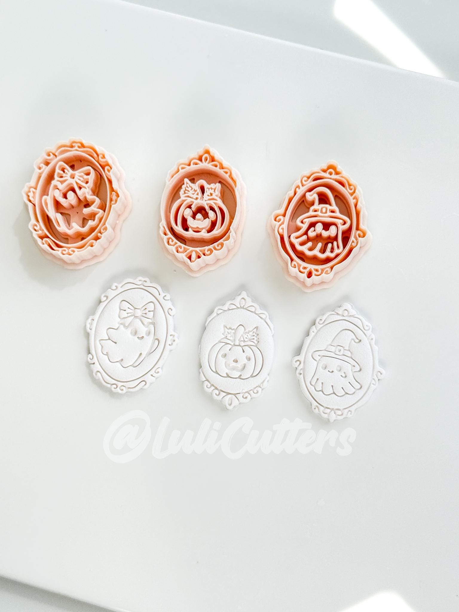 Haunted Cameo Cuties Cutter: Ghost, Pumpkin & Witch Portraits for Polymer Clay