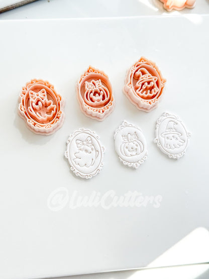 Haunted Cameo Cuties Cutter: Ghost, Pumpkin & Witch Portraits for Polymer Clay