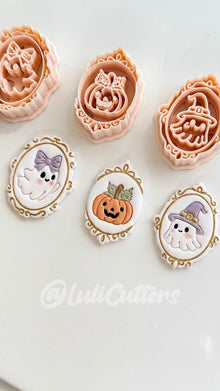 Haunted Cameo Cuties Cutter: Ghost, Pumpkin & Witch Portraits for Polymer Clay