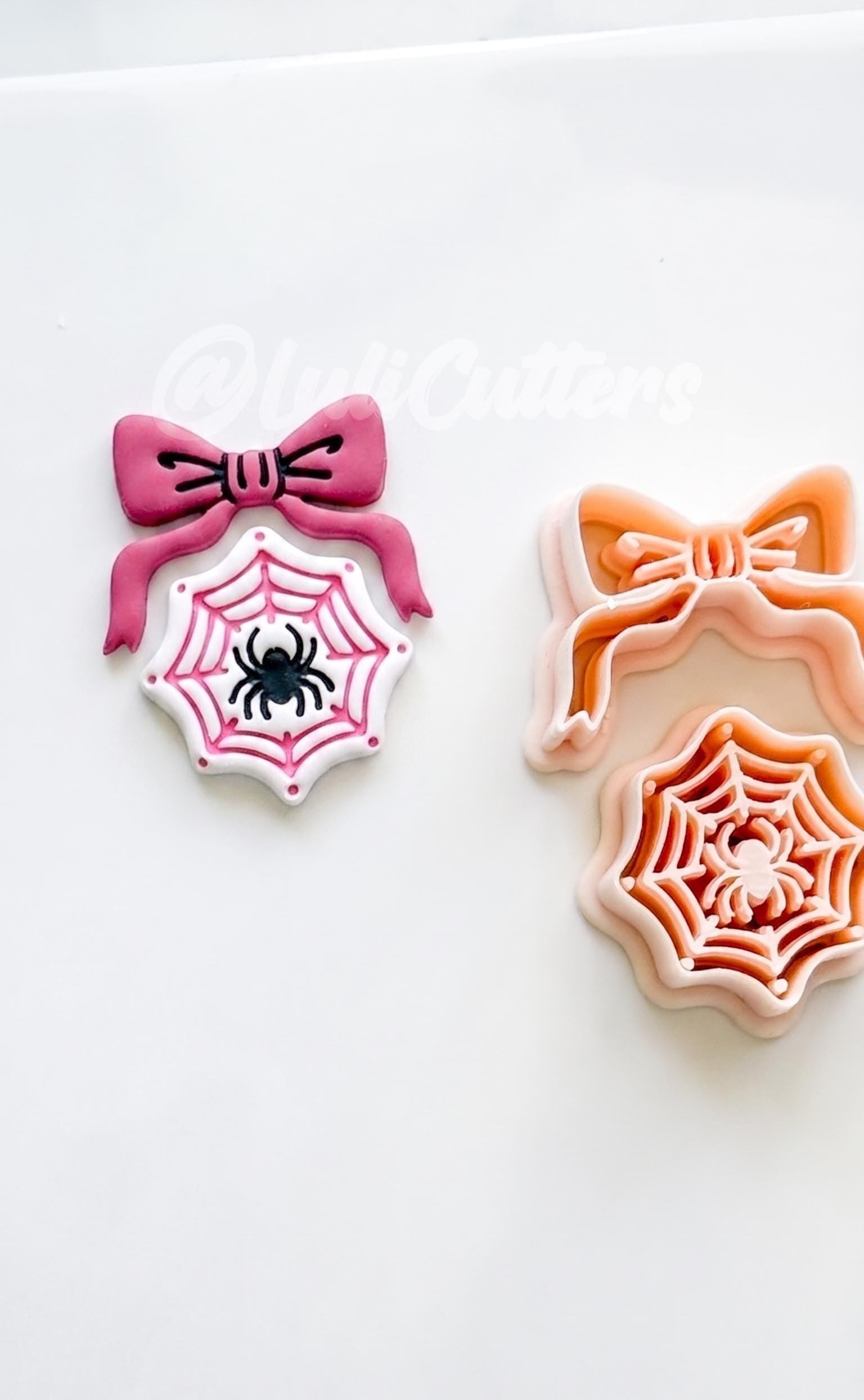 Spooky Bow Web Cutter: Spider Silk Dangle Shape for Polymer Clay