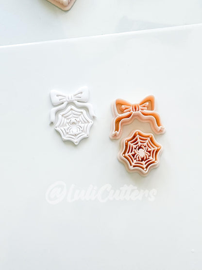 Spooky Bow Web Cutter: Spider Silk Dangle Shape for Polymer Clay