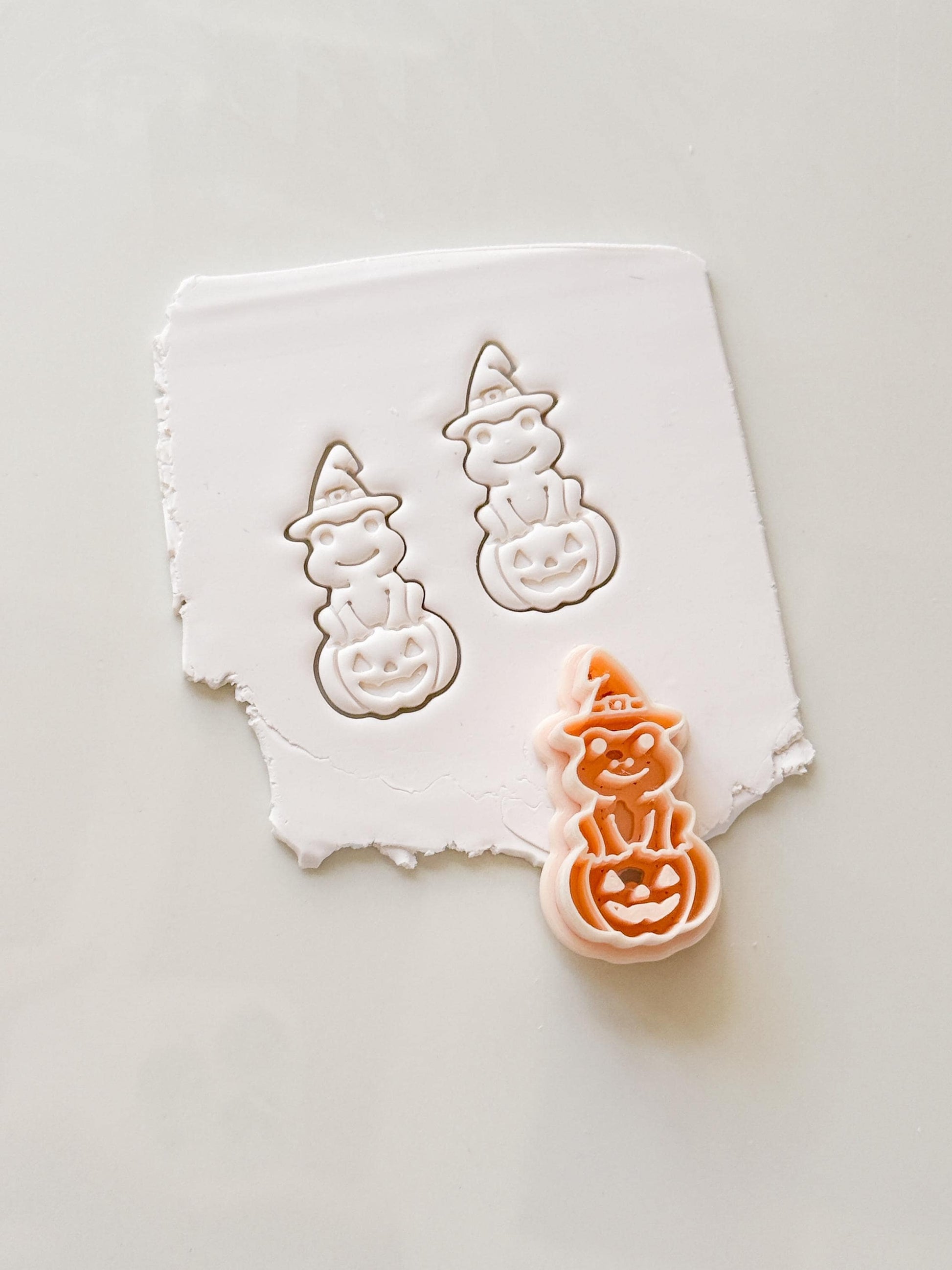 Witch Frog Cutter: Pumpkin Halloween Character for Polymer Clay