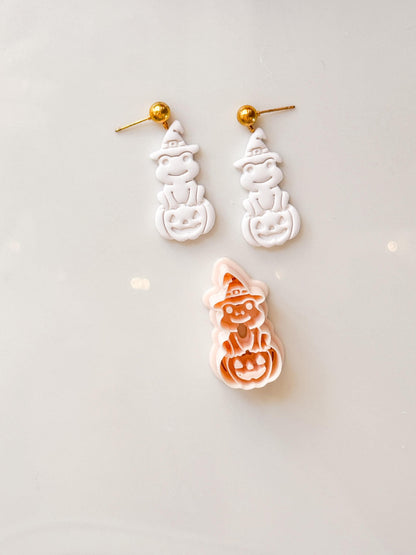 Witch Frog Cutter: Pumpkin Halloween Character for Polymer Clay