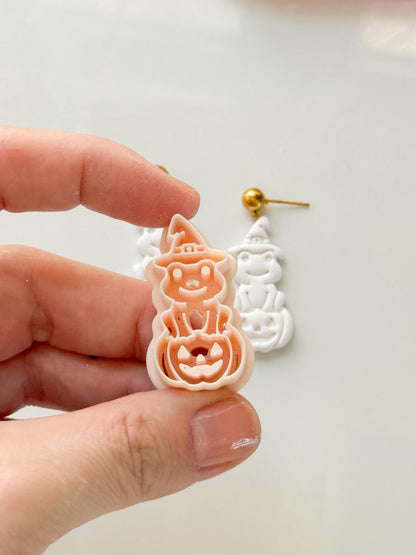 Witch Frog Cutter: Pumpkin Halloween Character for Polymer Clay