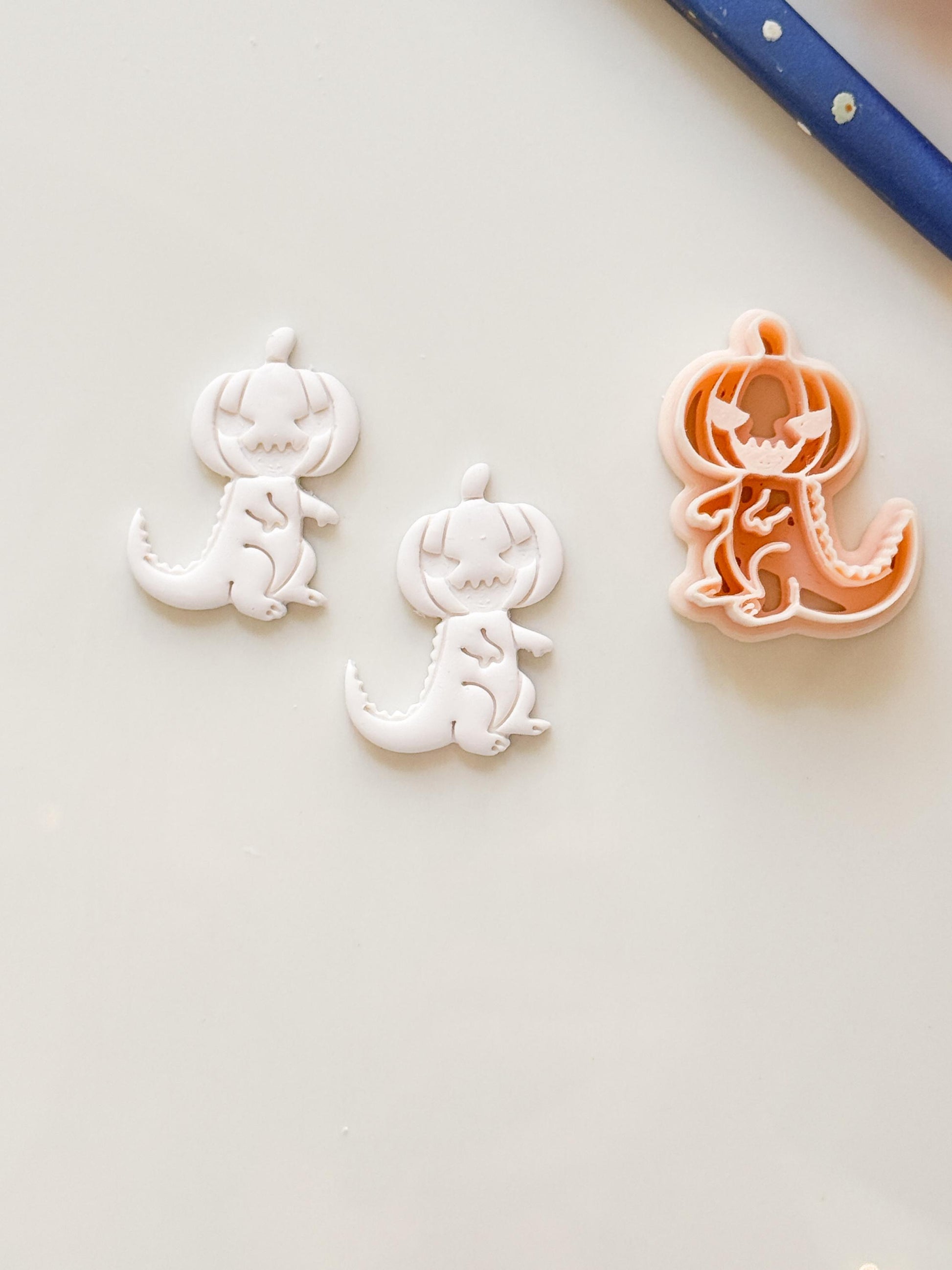 Pumpkin Head Dinosaur Cutter: Halloween T-Rex Character for Polymer Clay
