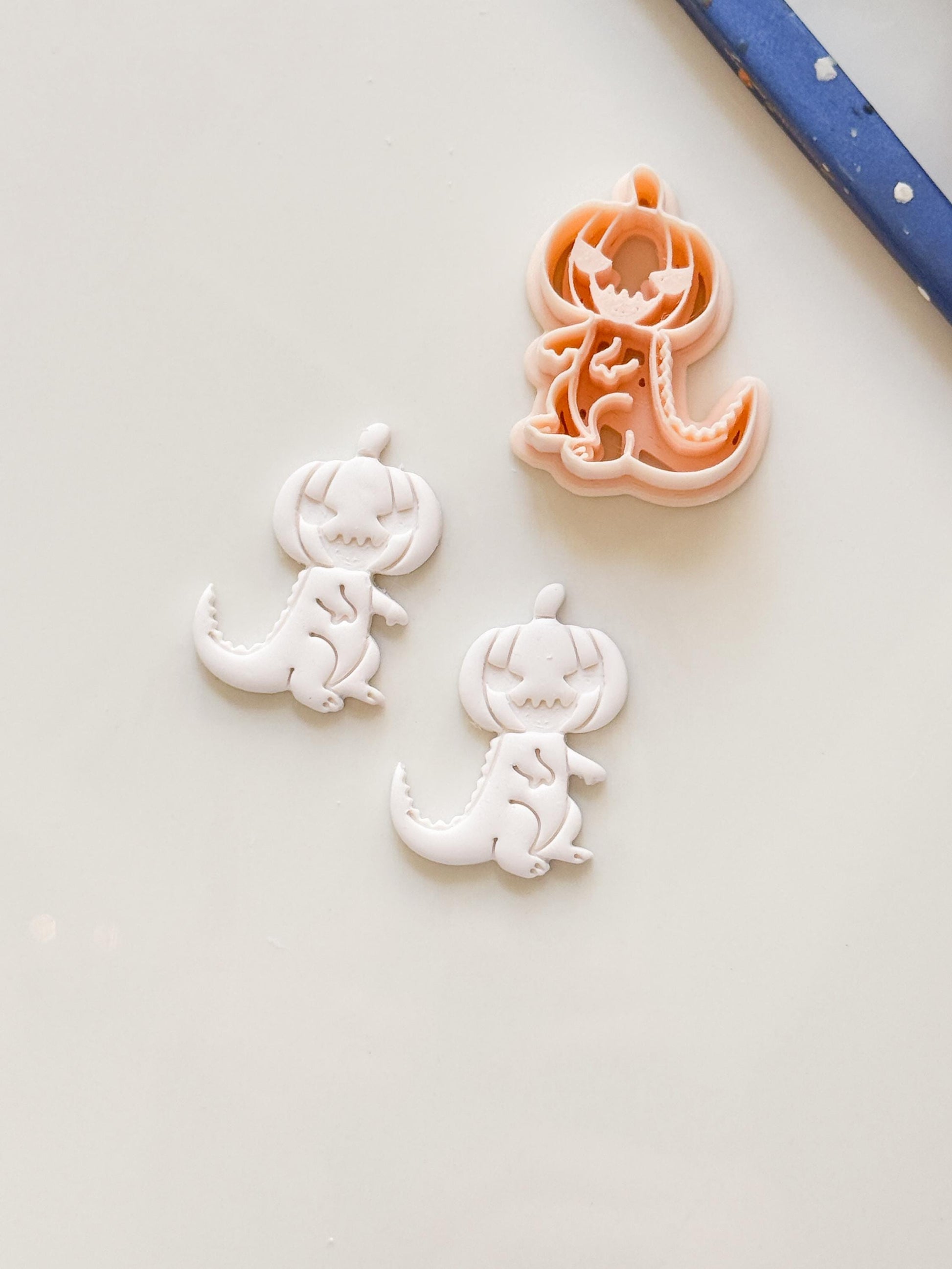Pumpkin Head Dinosaur Cutter: Halloween T-Rex Character for Polymer Clay