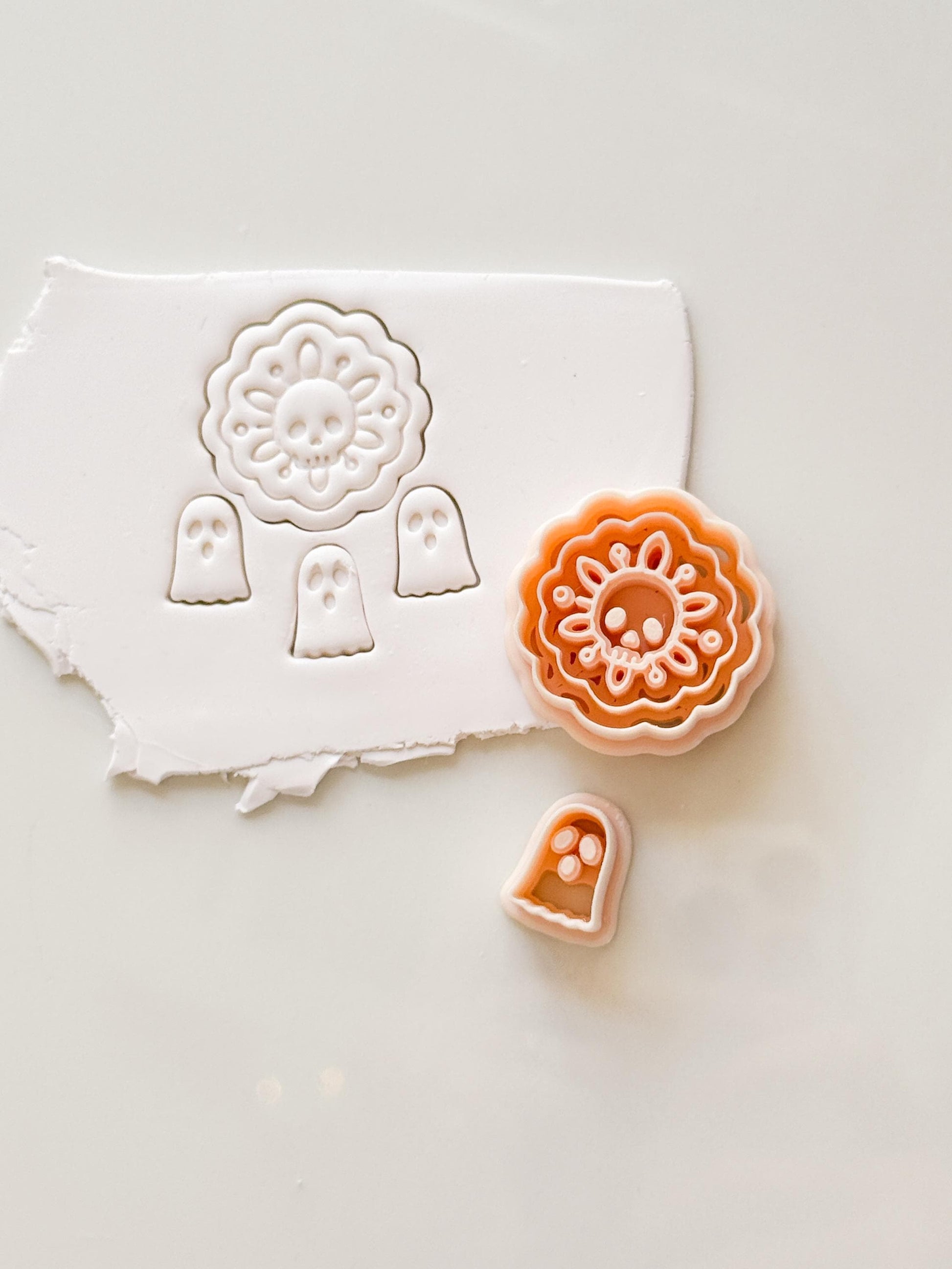 Ghost & Skull Doily Cutter: Lace Halloween Dangle for Polymer Clay