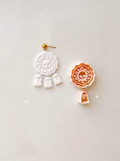 Ghost & Skull Doily Cutter: Lace Halloween Dangle for Polymer Clay