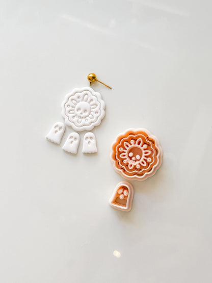 Ghost & Skull Doily Cutter: Lace Halloween Dangle for Polymer Clay