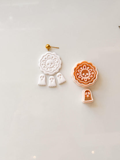 Ghost & Skull Doily Cutter: Lace Halloween Dangle for Polymer Clay