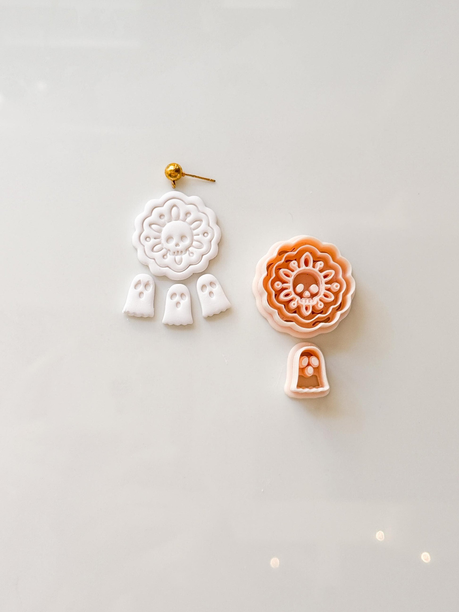 Ghost & Skull Doily Cutter: Lace Halloween Dangle for Polymer Clay